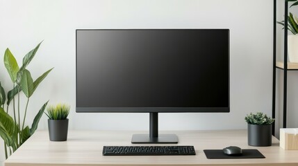 Modern Office Desk Setup with Large Monitor