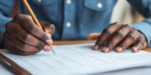 The Persistent Planner: A man meticulously updating a calendar and to-do list.