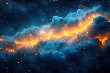 Obraz premium Cosmic nebula with vibrant orange and blue hues