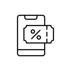 Mobile coupon outline icons, minimalist vector illustration ,simple transparent graphic element .Isolated on white background