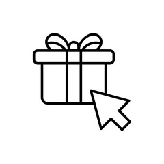 Online gift outline icons, minimalist vector illustration ,simple transparent graphic element .Isolated on white background