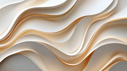 Obraz premium Elegant waves of beige and cream paper gently flow together, creating a harmonious balance of texture and light in a minimalist design