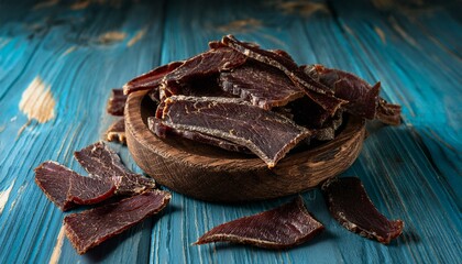 Obraz premium Biltong is a dried meat from South African and Namibian cuisine.