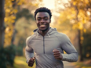 Male Athlete Running in Park