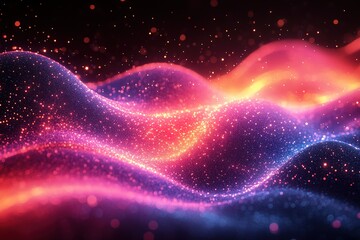 Obraz premium A colorful, abstract image of a wave with a lot of sparkles