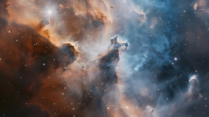 Obraz premium Illustration of a space cosmic background of supernova nebula and stars, glowing mysterious universe