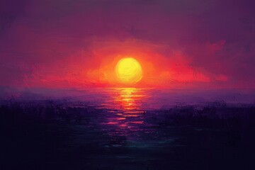 Vibrant sunset over a tranquil ocean landscape