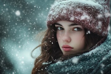 Portrait of a Woman in a Wintery Setting