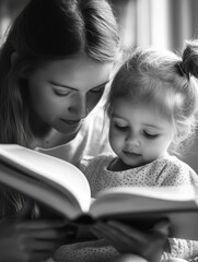 Mother and Child Reading Together