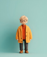 Whimsical Boy in Cozy Autumn Attire