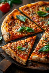 Appetizing Margherita Pizza: Intricate Details of Cheese, Tomato, and Spice