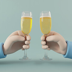 Celebratory Toast, Hands Clinking Champagne Flutes