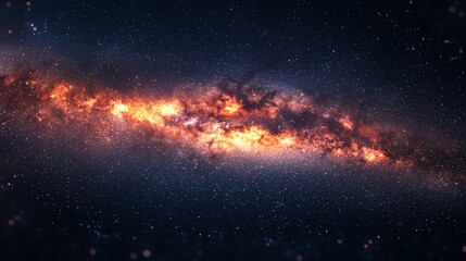 Milky Way, starry expanse, glowing galactic core, 3D illustration