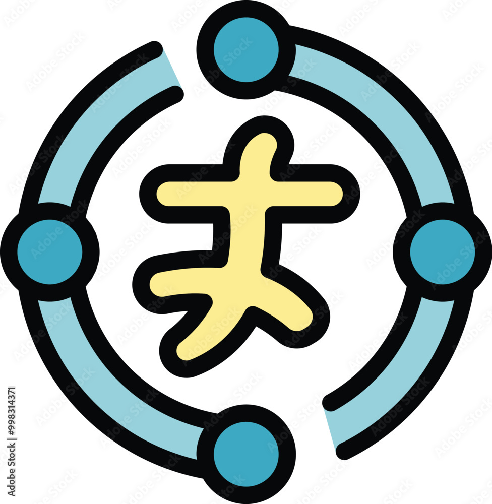 Poster litecoin cryptocurrency rotating inside circular network, digital currency and blockchain technology