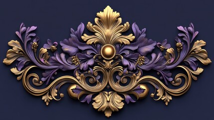 Elegant Gold and Purple Baroque Decorative Elements