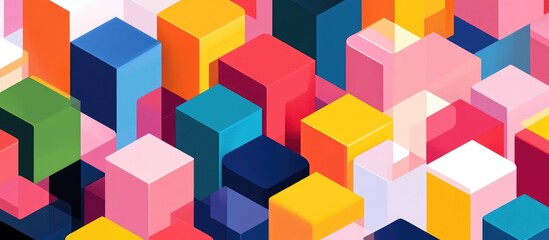 Naklejka premium Digital Illustration Featuring Colorful Geometric Blocks