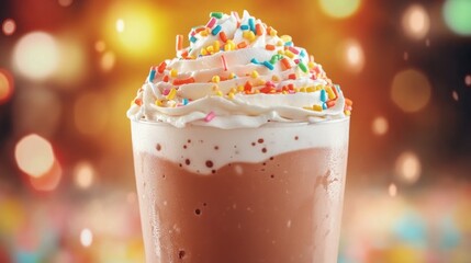 Indulge in a Decadent Chocolate Milkshake, Thick, Creamy Chocolate, Topped with Whipped Cream and a Cherry, Perfect Treat for Chocolate Lovers