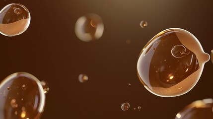 Brown liquid transparent fluid gel water bubble flow background