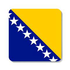 Bosnia and Herzegovina flag icon. Square vector element with shadow. Best for mobile apps, UI and web design.