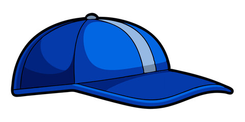 Side view of a blue baseball cap mockup, PNG file featuring an isolated cutout on a transparent background.
