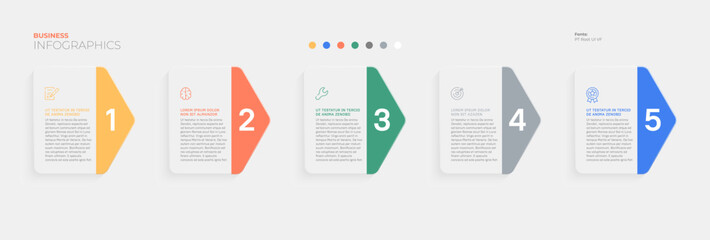 Five stages or five steps. Simple vector infographic template