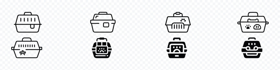 Pet carrier icon, Cat carrier icons set, Cage canine carrier. Crate dog pet, Pet carrier icon, pet carrier icon,  Includes carrier, bag, cage, cargo, pet carrier