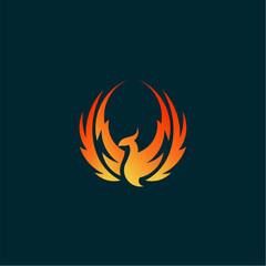 Elegant phoenix circle logo icon template, luxury phoenix logo, best phoenix bird with curved wings logo design template