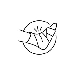 Foot ankle brace linear icon. Foot orthosis. Thin line illustration. Leg brace. Adjustable ankle joint bandage. Joint pain relief. Contour symbol. Vector isolated outline drawing. Editable stroke