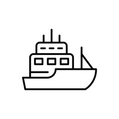 Obraz premium Fishing boat outline icons, minimalist vector illustration ,simple transparent graphic element .Isolated on white background