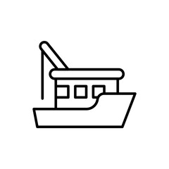 Fishing boat outline icons, minimalist vector illustration ,simple transparent graphic element .Isolated on white background