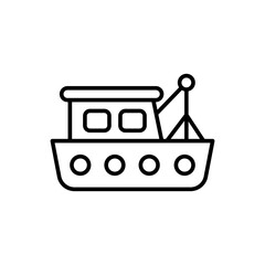 Fishing boat outline icons, minimalist vector illustration ,simple transparent graphic element .Isolated on white background