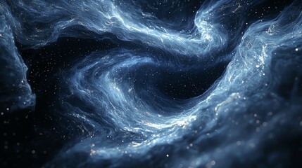 Dark galaxy, shadowy formations, deep cosmic void, 3D illustration