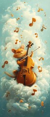 Naklejka premium Animated animals playing music