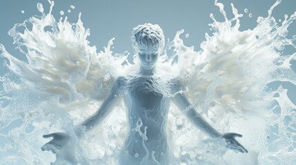 Milk splash artwork creating a dynamic form, capturing fluid motion and energy in a visually striking composition.