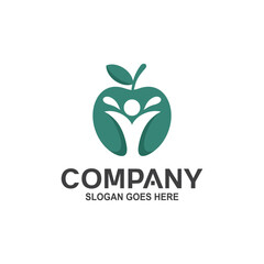 Apple with person silhouette health logo