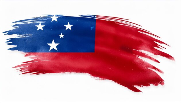 水彩画のサモアの国旗(Watercolor Samoa flag.)
