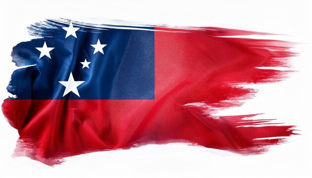 水彩画のサモアの国旗(Watercolor Samoa flag.)
