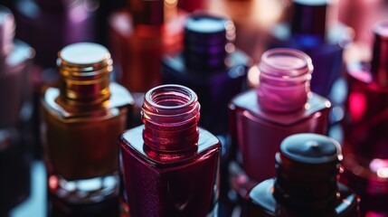 Bright nail polish bottles in various vibrant colors