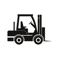 Naklejka premium a forklift truck icon, vector silhouette, isolated on white background 