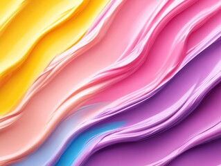 Vibrant paint strokes in shades of yellow, pink, and purple create a dynamic flow, ideal for design and artistic backgrounds.