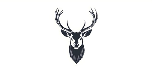 Fototapeta premium Deer head vector in black, minimal style ideal for t-shirt design or logos.