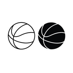 two Basketball, vector silhouette, isolated white background, 