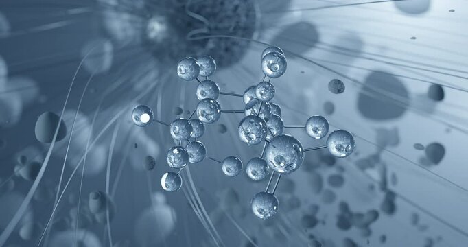 Perfluorohexanesulfonic acid rotating molecular 3d structure ball-and-stick model, looped video pfhxs