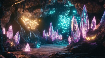 Obraz premium Crystal Cave - A Fantasy World