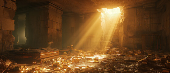 Ancient tomb full of gold trasure