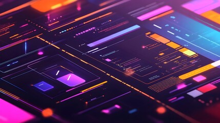 Obraz premium A close-up of a digital workspace where animated SVG icons are being crafted, featuring layers of vibrant motion paths and design tools, highlighting the creation of dynamic and interactive 