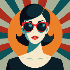 Vintage young woman vector illustration