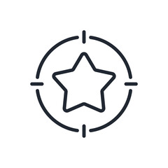 Star target editable stroke outline icon isolated on white background flat vector illustration. Pixel perfect. 64 x 64.