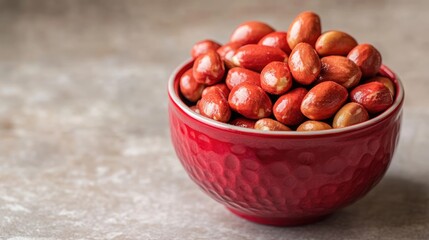 Obraz premium Salted roasted peanuts in a vibrant red shell