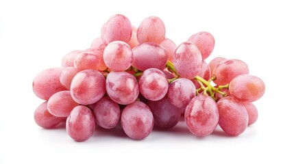 Fototapeta premium Fresh raw pink seedless grapes in a bunch on a white background